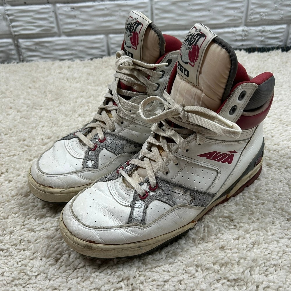 Avia 860 High Top Basketball Shoes 9.5 White Red Vintage 80s 90s Rare FOR REPAIR